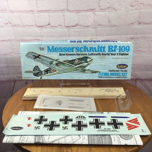 Vintage Guillow Messerschmitt BF-109 Authentic Scale Flying Model Kit - Picture 13 of 14